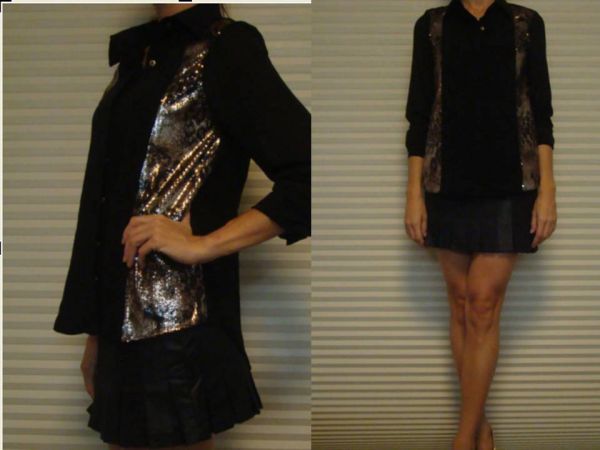 HM1207- Camisa Seda com Detalhe Paete Tigre TAM P