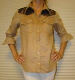 HM1211.2 Camisa com ombros de Renda Bege TAM P