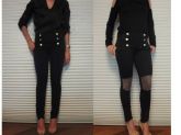 HM1226.1 Calca Legging Preta com Botões TAM P