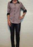 HM1203.2 - Camisa Bicolor Nude e Preto TAM P