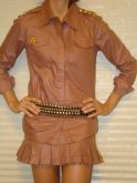 HM1209.2 Camisa Sarja Metalizada tipo Couro Rosa TAM P