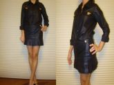 HM1209.1 Camisa Sarja Metalizada tipo Couro Preta TAM P