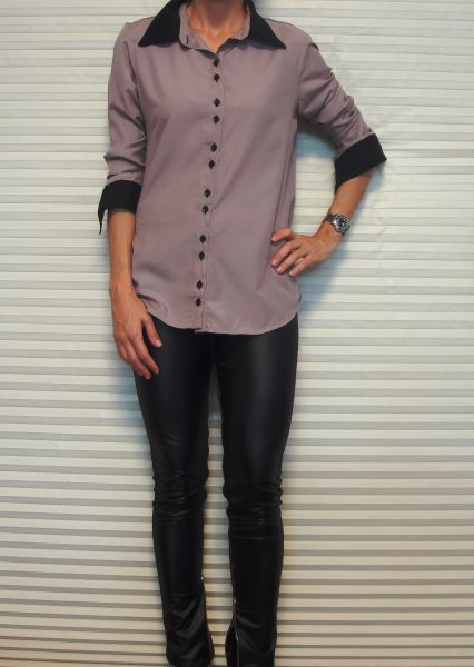 HM1203.2 - Camisa Bicolor Nude e Preto TAM P